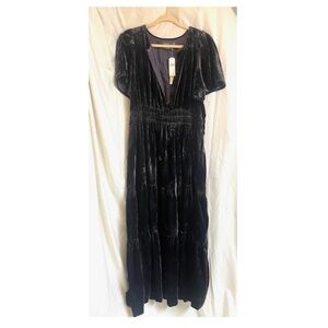 Anthropologie Somerset Maxi Velvet Dress, size L, dark grey